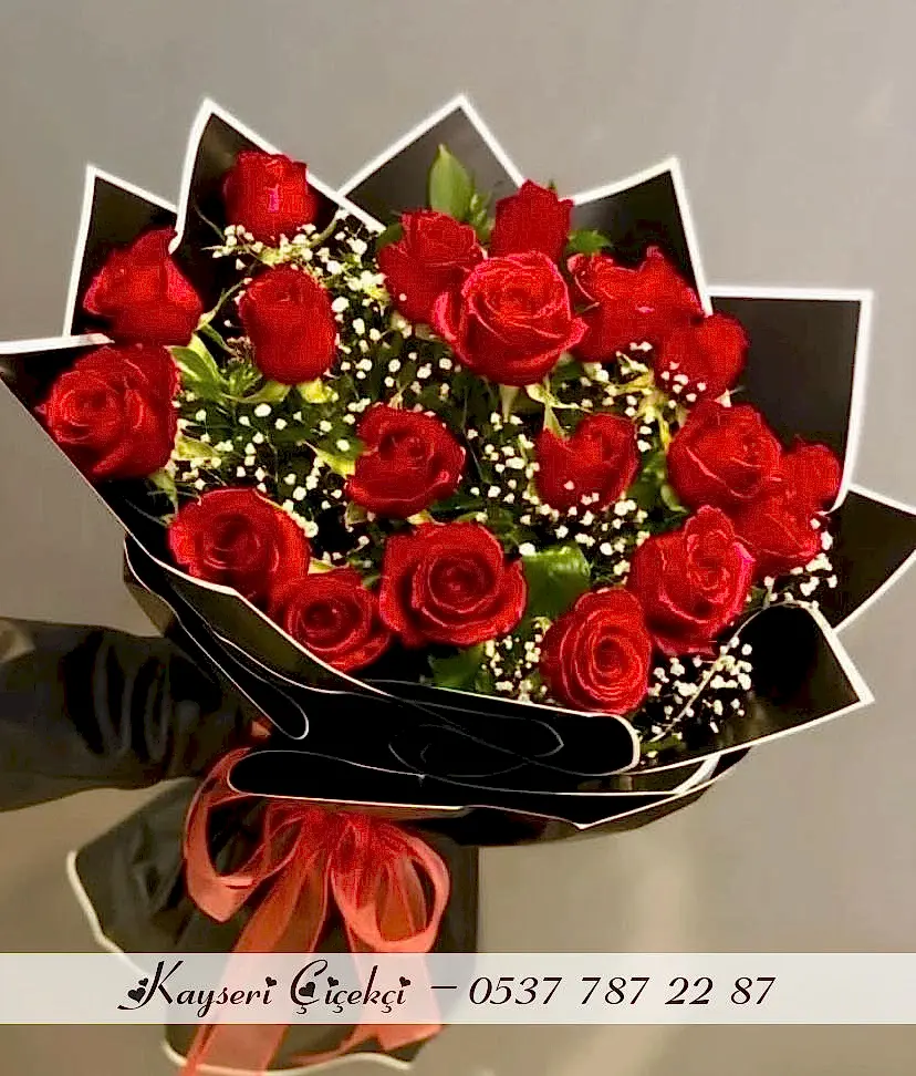 21 Gül Cipso Canlı Buket