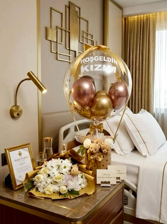 Kutu Balon Çiçek Premium Set