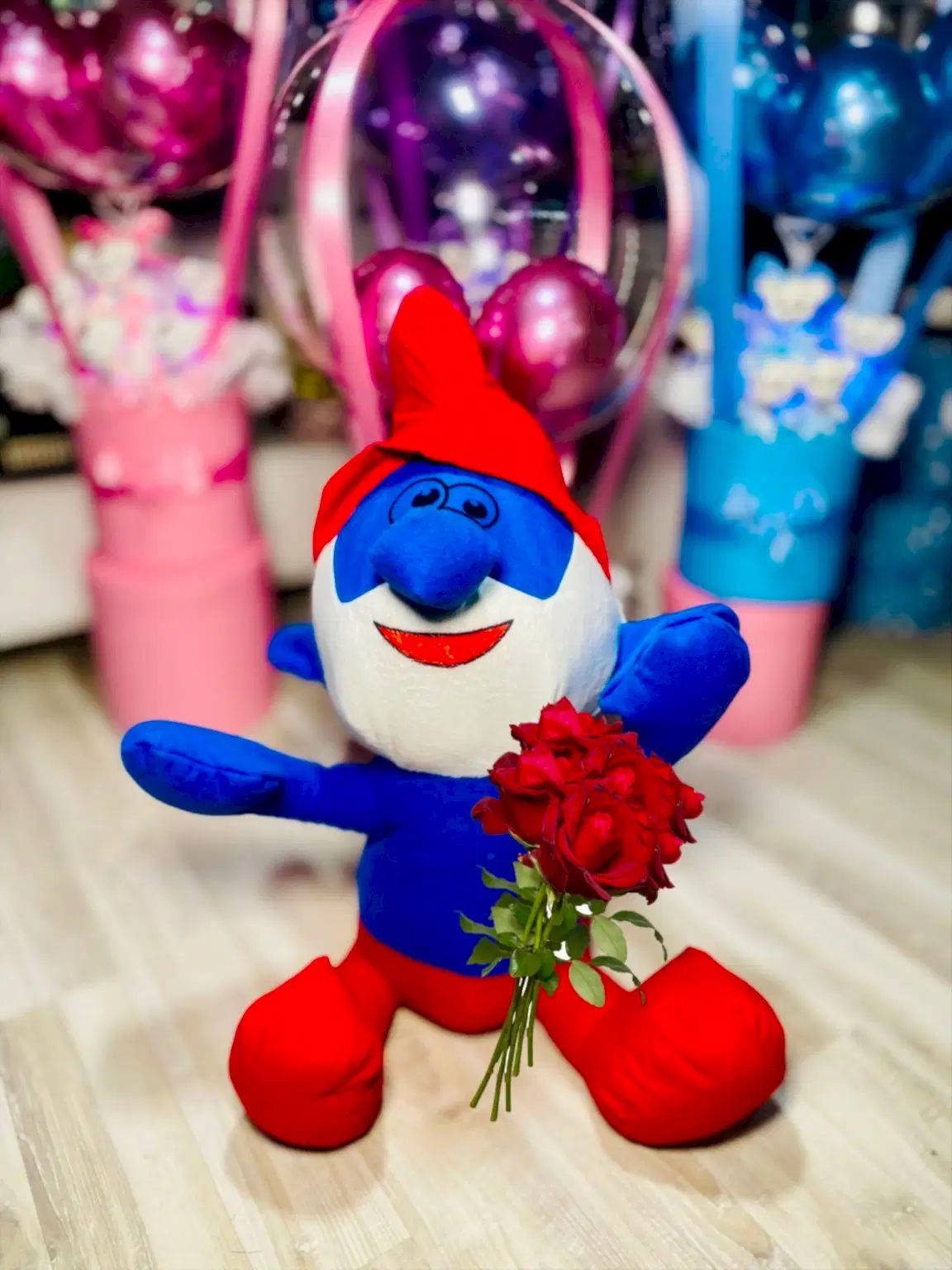 Şirinbaba Peluş 40 Cm 5 Gül